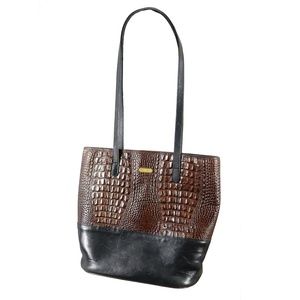 Vintage Brahmin Brown Black Crocodile Tote Bag